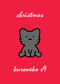 black cat christmas red s09