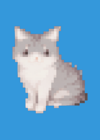 ธีมศิลปะพิกเซลแมวสีน้ำเงิน 01