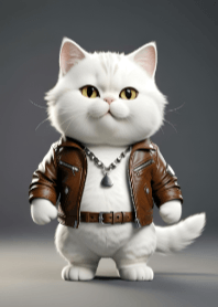 Cute Cat in Cool Leather Jacket