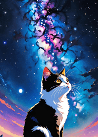 Night Moon Star Cat f017C2