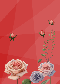 fashionable flowers on red & beige