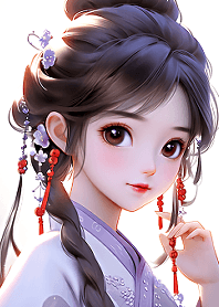 紫藤花下小姑娘