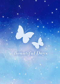 蝴蝶-浪漫夜空 漸層藍色星空