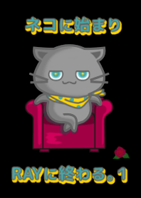 It begins to a cat and ends in RAY.1