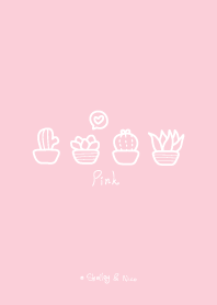 Succulent line illustration 1(pink)