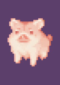 Pig Pixel Art Theme  Purple 05