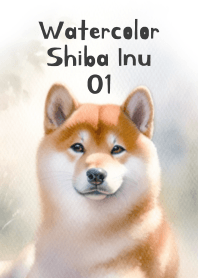 Cute Shiba Inu in Watercolor 01