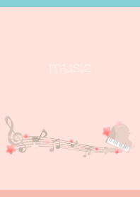 sakura and musical notes on pink&blue