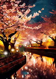 Beautiful night cherry blossoms#1443