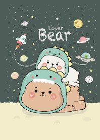 Bear dino lover. (Midnight Green)