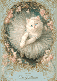 Vintage Rose Ballet Cat (blue)