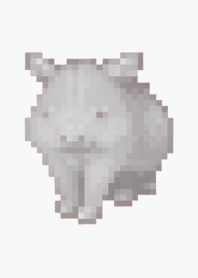 Rhinoceros Pixel Art Theme  BW 01