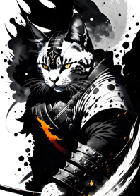 Ink wash cat samurai 26c3E5