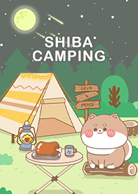 可愛寶貝柴犬-在星空下露營野餐(綠色