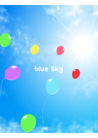 風船と青空 白色