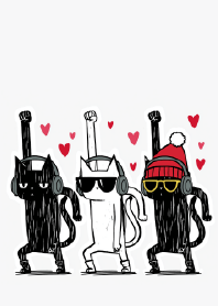 Headphone Cats: Jamming Hard  .
