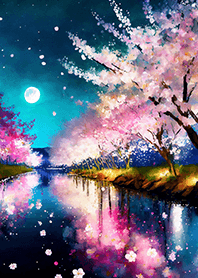 Beautiful night cherry blossoms#1420