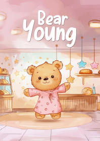 cute bear in pink pajamas