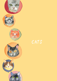 holiday cats3 on brown & yellow