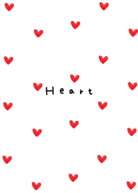 Handwritten. Red hearts pattern.