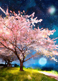 Beautiful night cherry blossoms#1824
