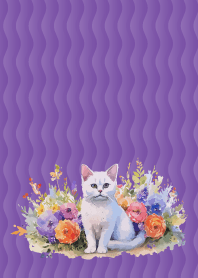 White cat time on purple JP