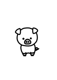 かしこいぶた　白　シンプル