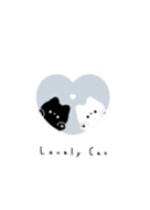 ねことハート |ブルーグレー - LINE 着せかえ | LINE STORE