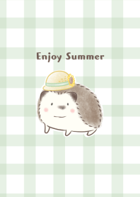 Hedgehog and Straw hat 3 -green-