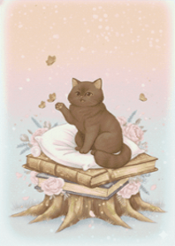 Brown Cat and Butterfly