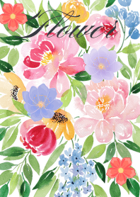 수채화 파스텔 정원