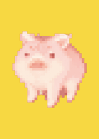 Porco Pixel Art Tema Amarelo 01