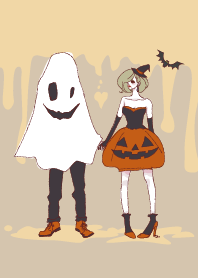 Ghosts and pumpkin witches