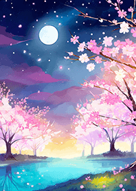 Beautiful night cherry blossoms#911