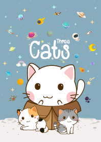 Three Cats Galaxy Blue