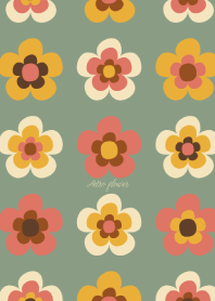 レトロ フラワー - グリーン -