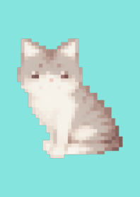 Tema Seni Piksel Kucing Hijau 09