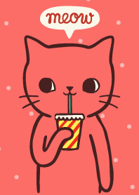 Cute doodle cat (Coral pink)