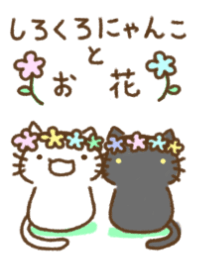 しろくろにゃんことお花