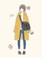 Simple Girl Navy Yellow Line Theme Line Store