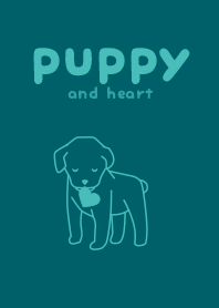 puppy & heart Deep teal green