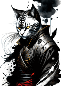 Ink wash cat samurai efeDCC