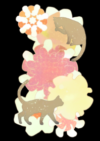 Flower & Dark cat black