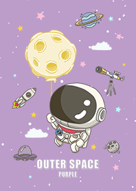浩瀚宇宙 可愛寶貝太空人 滿月 紫色星空