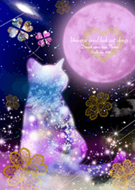 Universe good luck cat clover Moon