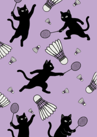 Badminton Cat Purple Theme