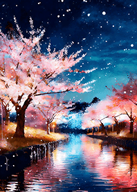 Beautiful night cherry blossoms#155