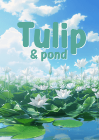 tulip flower park and pond