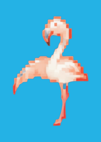 Flamingo Pixel Art Tema Azul 04