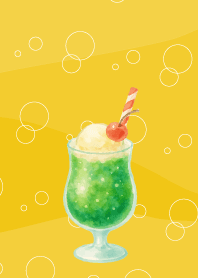 Melon Cream Soda on yellow